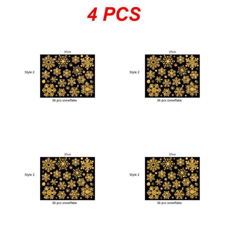 1/2/4PCS New Year Wallpaper Christmas Glitter Snowflake Window Sticker Electrostatic Wall Stickers Snowflake Door Glass Decor
