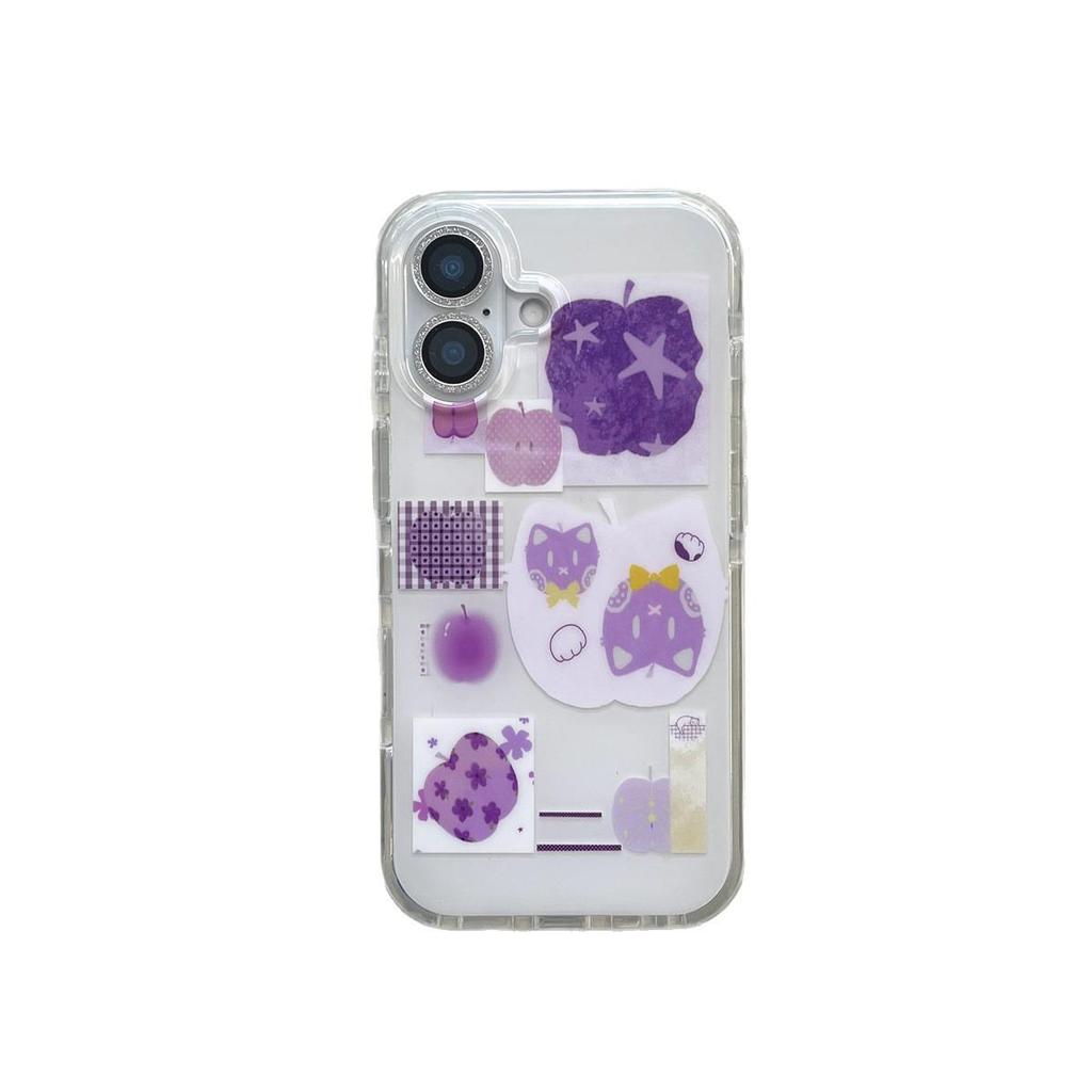 Anti-Fall Purple Cat iPhone 15/16/17 Pro Max Case - Double Layer, Compatible with iPhone 13/14