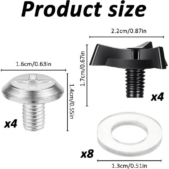 8Pcs Motorcycle Helmet Visor Screws with Rubber Washers, Corrosion Resistant Replacement Hardware Kit, for Dirt Bike & Helmet Visor Fixing, Essential