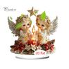 Christmas Party Supplies 2D Acrylic Angel Figurine with Warm LED Lights, Glowing Holiday Tabletop Decorative Signs Decor for Home Living Room