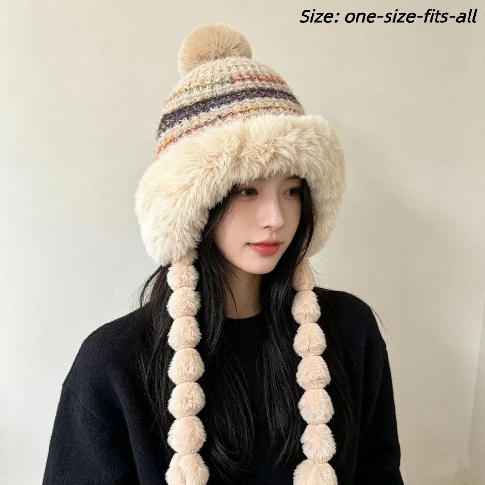 Fleece Lined Stretchy Knitted Hat Soft Ear Protection Hat Fashion Colored Beans Beanie Cap Outdoor