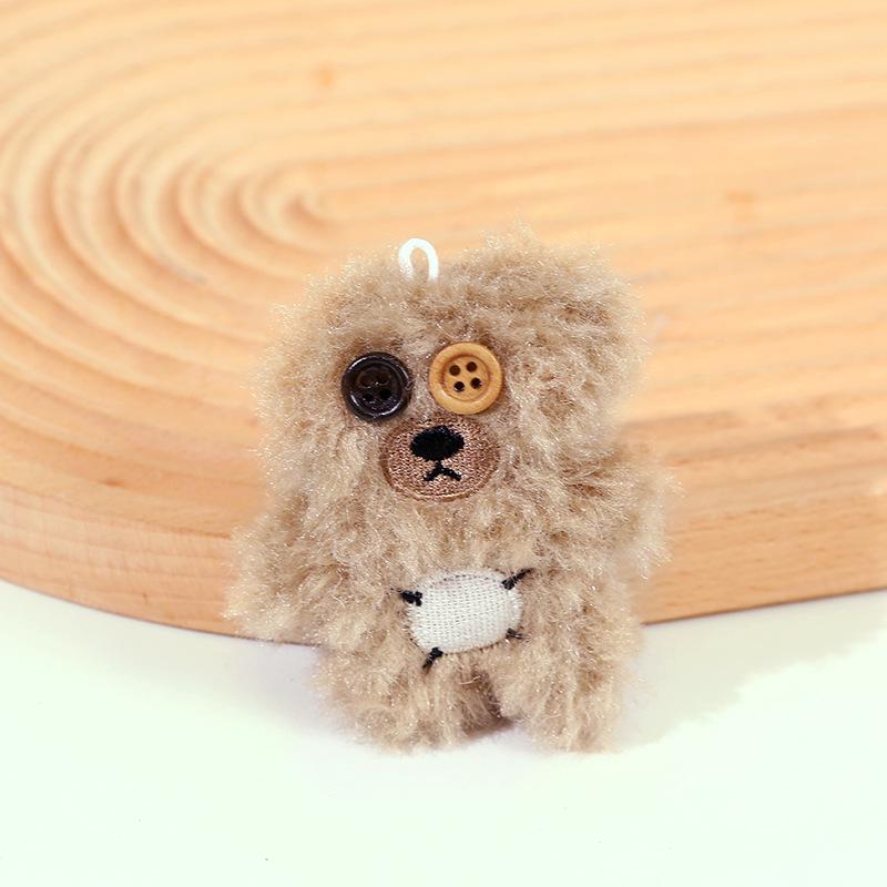 Cartoon Plush Bear Doll Keychain with Button Eyes