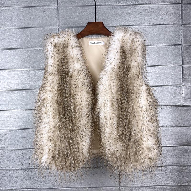 

2025 Autumn/Winter Women s Eco-friendly Faux Feather Fur Vest Small абрикосовий