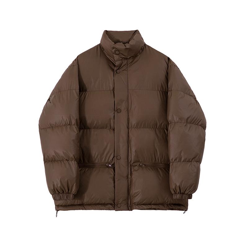 Abrigo de Algodón con Temperamento de Cuello Alto Retro Chaqueta Corta Cálida de Invierno para Hombre Estilo Coreano Suelto Color Sólido Versátil Abrigo de Algodón