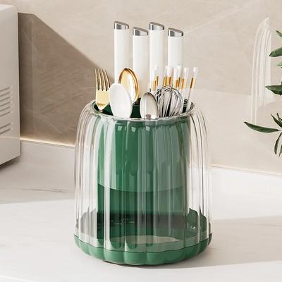 Rotating Knife Holder Kitchen Multifunctional Chopsticks Spoon Knife Partition Drain Storage Rack Storage Rack