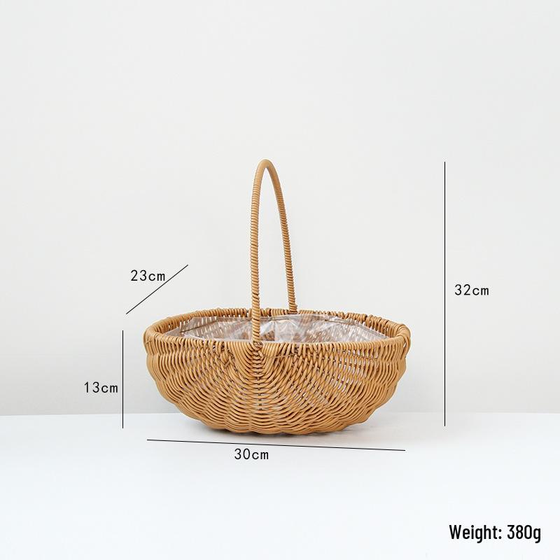 Handwoven Rattan Basket: Fruit, Picnic, Flower Tote for Festivals & Decor