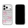 Case for iphone XS Max 15 14 Air 11 13 12 XR 18 Pro Max 17 Pro 16 Plus Silver Glitter Crackle Background English Bow