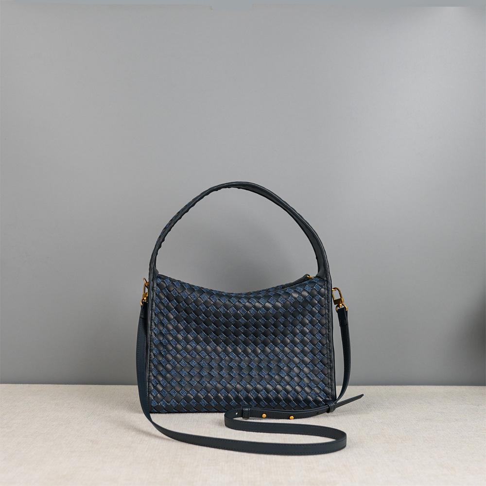 Women's 2026 Fashionable Woven Cowhide Shoulder Bag - Versatile & Simple Design