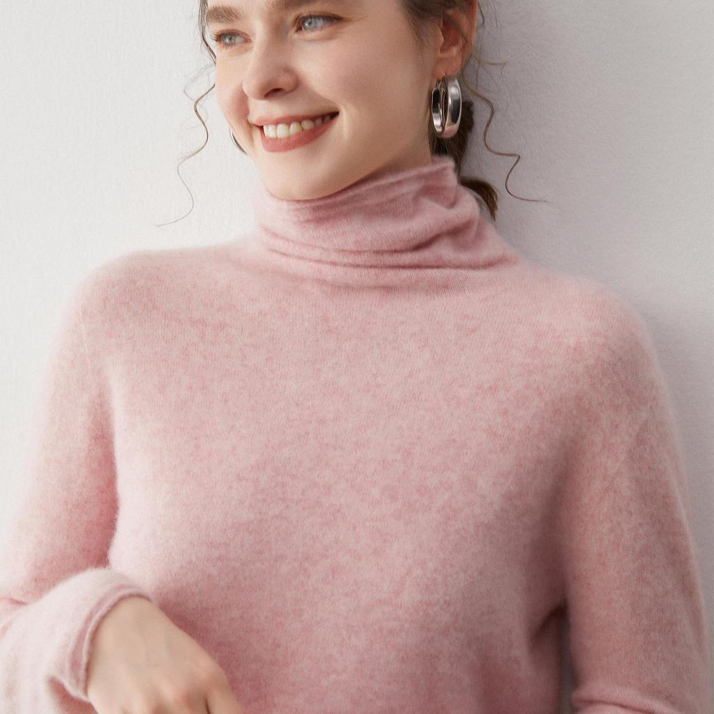 Women's Cashmere High Neck Sweater - Slim Fit Knitwear for Autumn/Winter