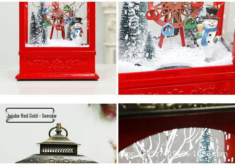 Korean Snowfall Music Lantern - Christmas Gift & Ornament for Living Room or Display