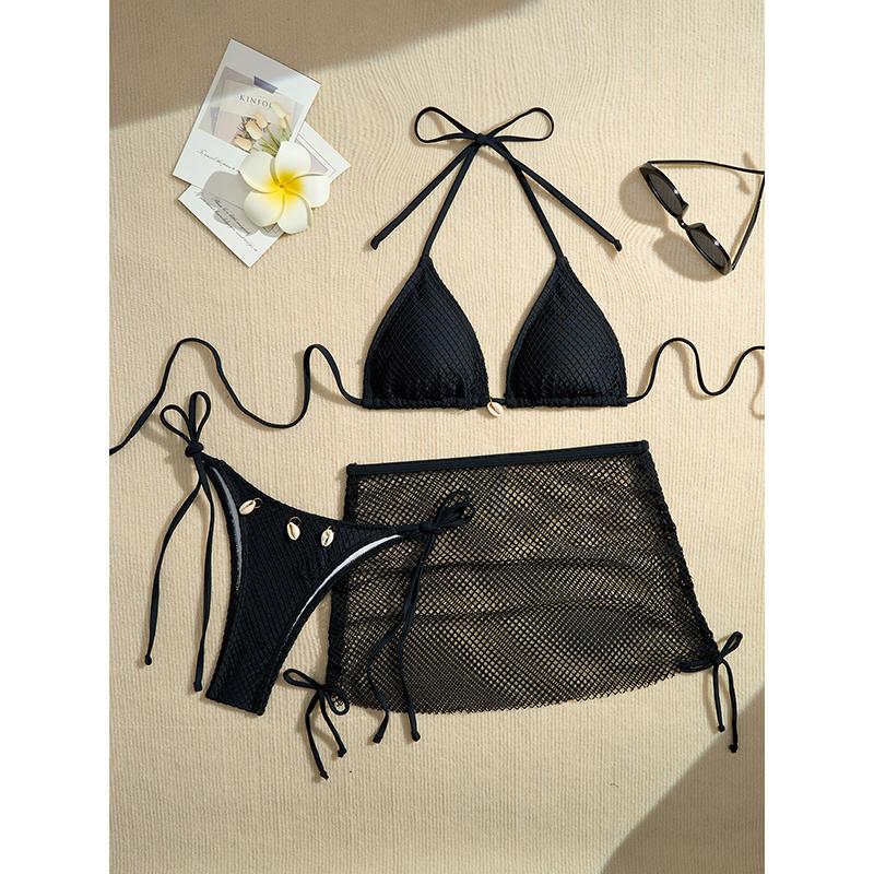 Nové Sexy Síťované Bikiny Dámské Plavky Ženy Třídílné Plavky Plážové Plavecké Oblečení Plavky Brazilská Bikini Sada