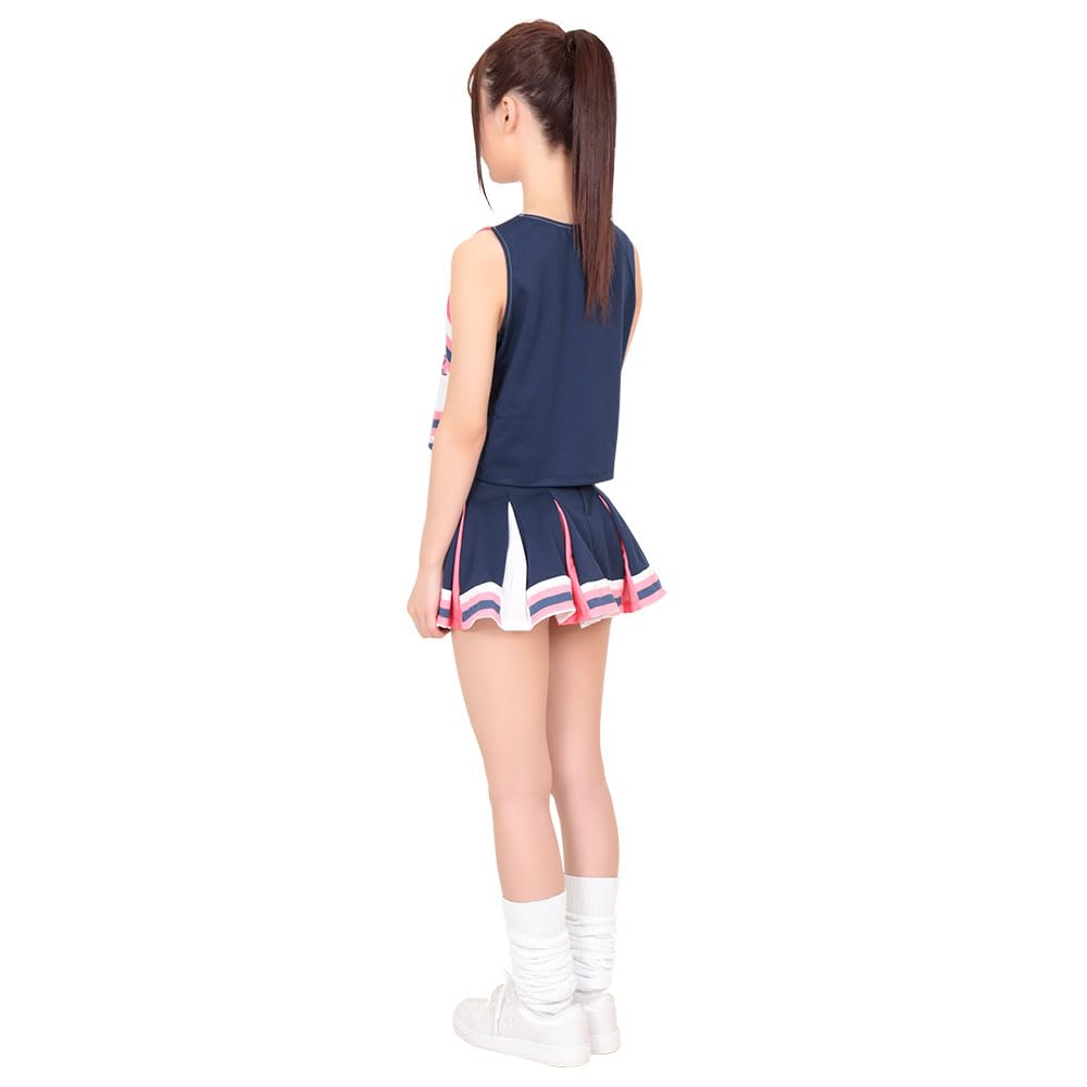 Cheerleader Uniform Cosplay Costume A&Tcollection Women's (Pink, L)
