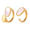 European & American Luxury Titanium Gold-Plated White Mother-of-Pearl Open Ring for Women