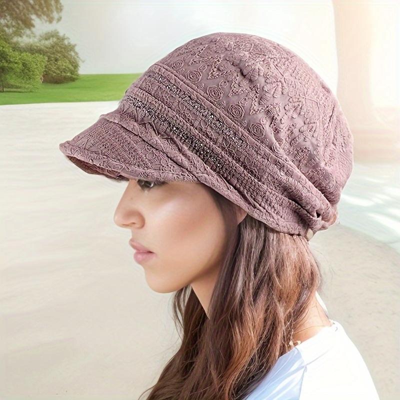Casual Soft Beanies Cap Short Brim Bonnets for Women Loose Crochet Women Baseball Cap Autumn Winter Foldable Earflap Hats Hollow