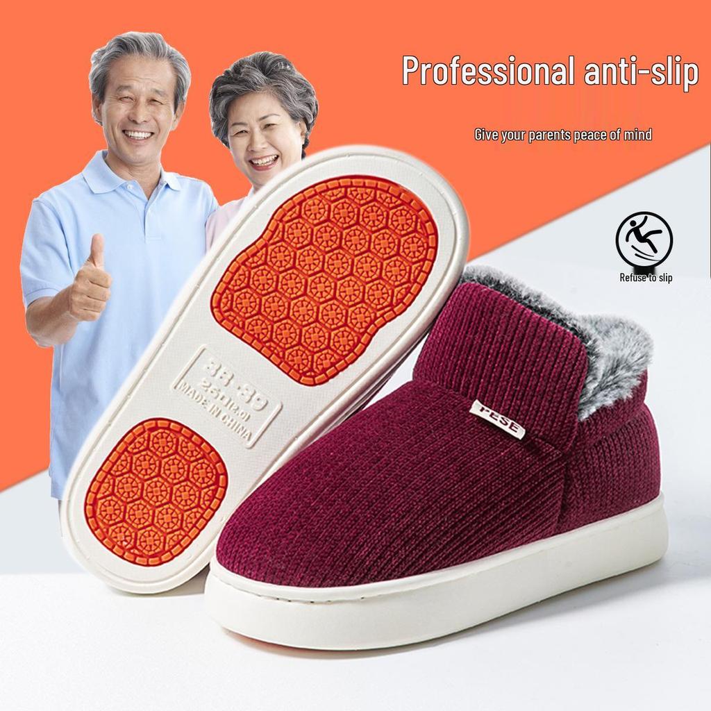 Men's 2025 Closed-Back Cotton Slippers: Thick, Warm, Velvet-Lined, Odor-Resistant Indoor Shoes for Autumn/Winter.