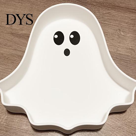 PLA Material Tray Cute Ghost Tray, 3D Printed Halloween Shape Desktop Storage Dish, Small Item Organizer Key Jewelry Candy Tabletop Decor for
