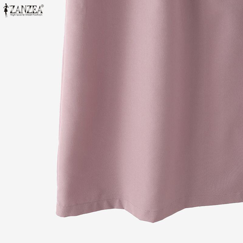 ZANZEA Abito estivo casual da donna con scollo rotondo e maniche corte