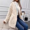 Autumn-Winter Warm Fashion Jacquard Plush Hooded Cardigan Coat