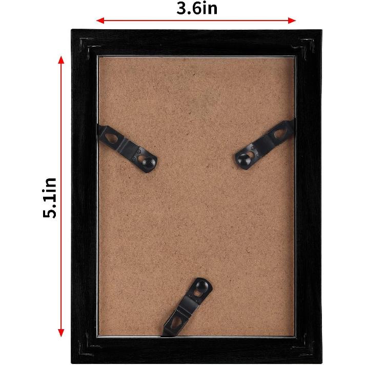 Lyeasw 3.5x5 Picture Frame Double Hinged, Classic Two Opening 3.5 by 5 Family Dual Photo Frame with Glass, Black Folding Free-Standing Vertical Frame