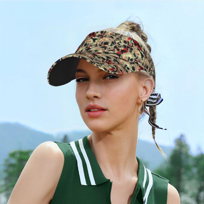 Bloody Skeletons Sports Visor Sun Hat Women Men Lightweight Packable Cooling Baseball Hat Adjustable Wide Brim Cap for Running