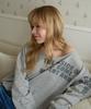 5OML Lettering Off-Shoulder Loose Fit Sweatshirt Melange Gray