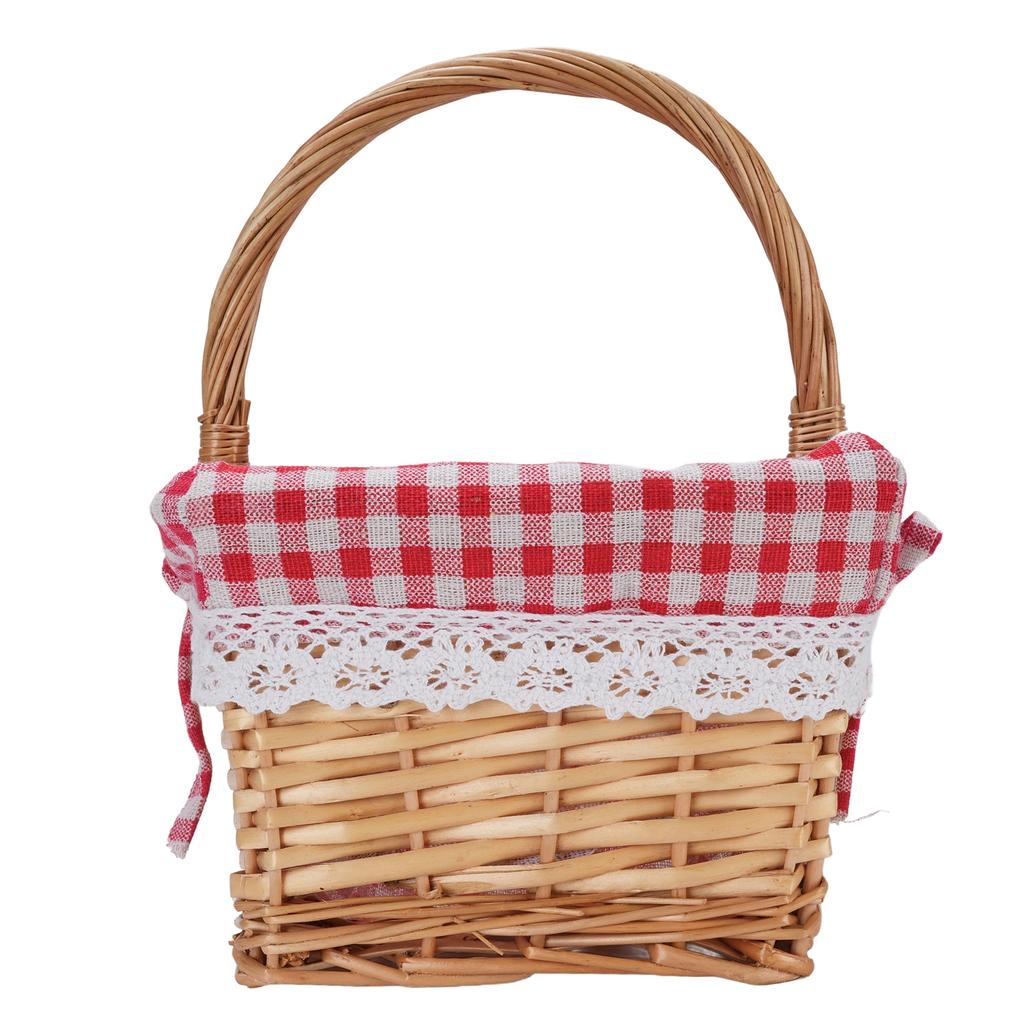 Picnic Basket Detachable Lining Vintage Spacious Capacity Hand Woven Basket for Camping Vegetable Picking