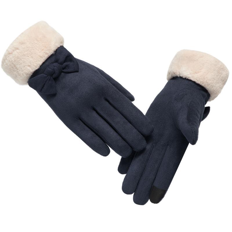 Gloves Winter Cute Student Suede Warm Fleece Thickened