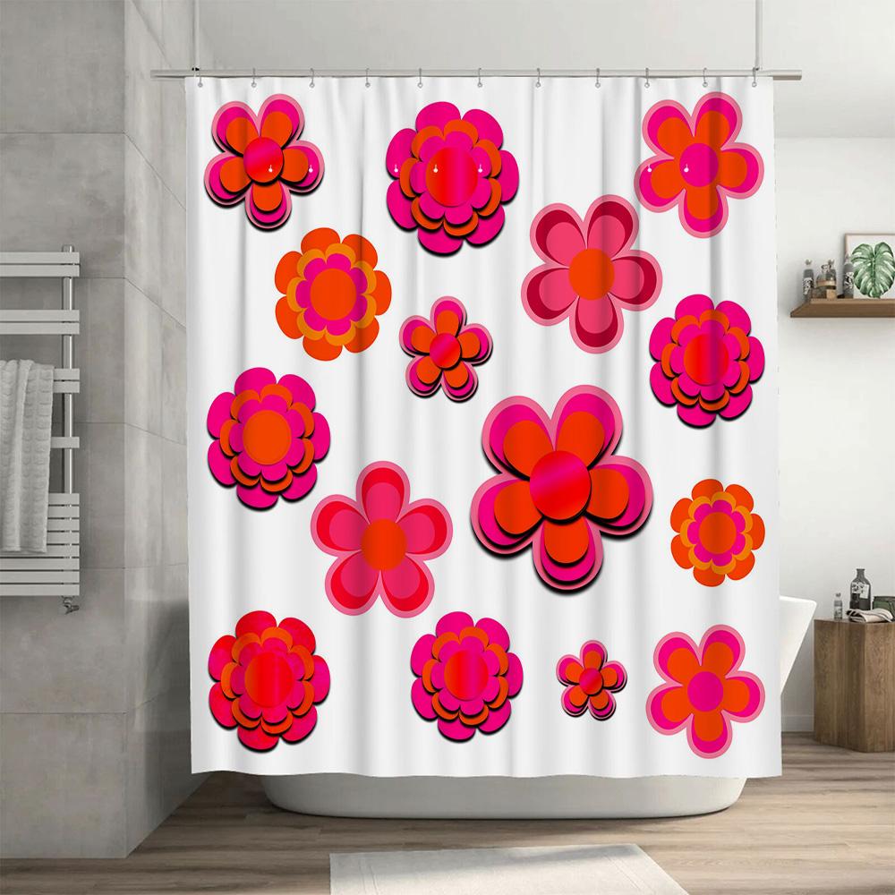Helles Rosa Mohnblumen Duschvorhang mit Weißem Hintergrund Moderne Badezimmer Dekoration für Heimdekoration Küche