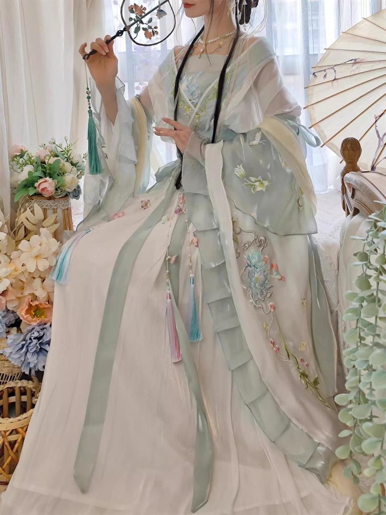 2026 Neuer Stil Hanfu Damen Stickset - Südliche/Nördliche Dynastien, Wei Jin, Weite Ärmel Ru Qiyao, Frühling/Sommer, Super Fee
