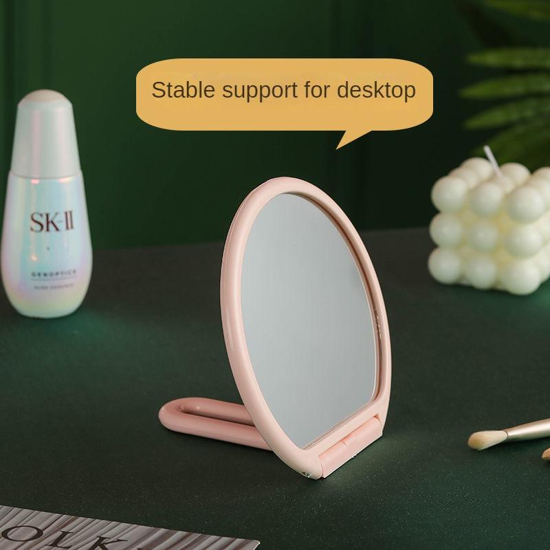 Clear Folding Handheld Makeup Mirror Dressing Mirror Student Girl Desktop Portable Dormitory Handy Cosmetic Mirror