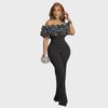 Women's One-Shoulder Lace Jumpsuit with Ruffle Detail