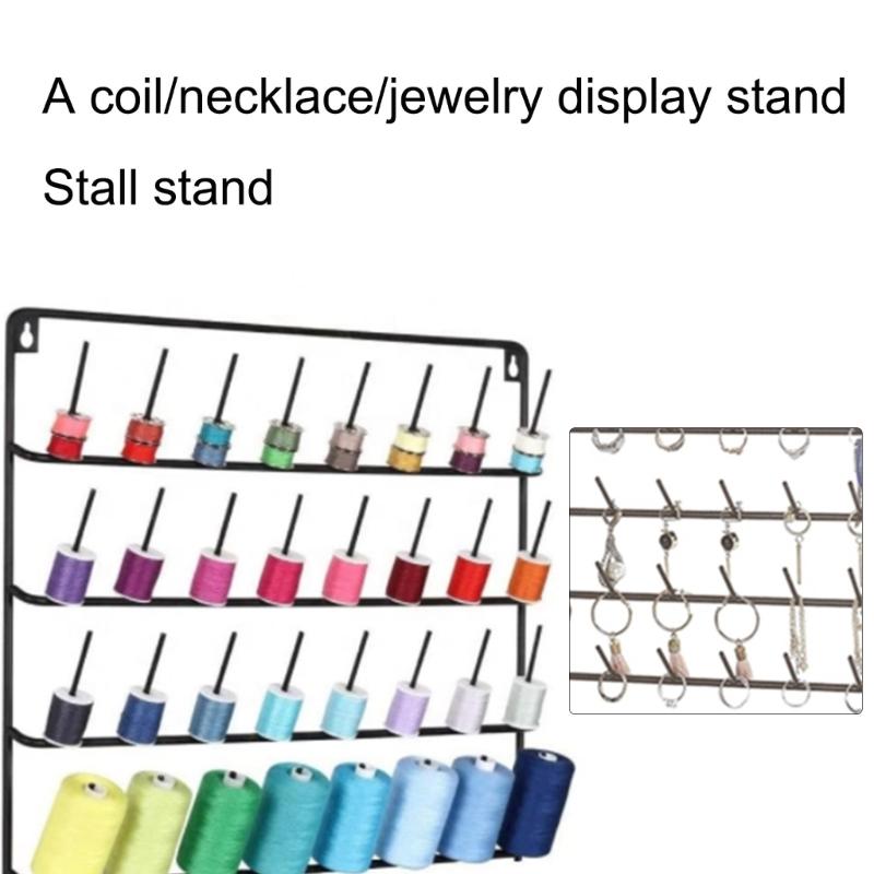 Suporte de Linha de Costura Economizador de Espaço Montado na Parede Organizador de Metal para 32 Bobinas Prático Suporte de Bobina com Gancho para Pendurar