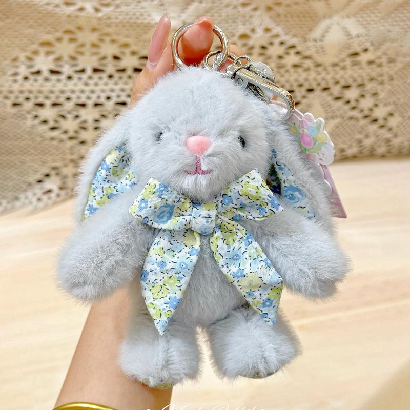 15cm Easter Bunny Keychain Plush Toy Cute Bow Rabbit Multicolored Stuffed Animal Plushies Dolls Happy Easter Day Gifts For Girls