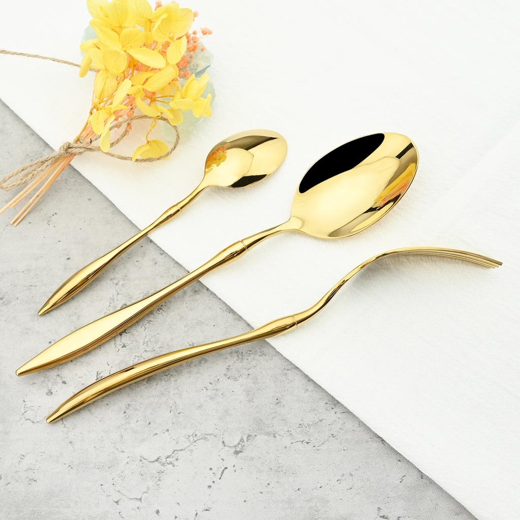 24Pcs/Set Knife Fork Tea Spoon Tableware Vintage Dinnerware 304 Stainless Steel Cutlery Set Party Kitchen Silverware Flatware Set