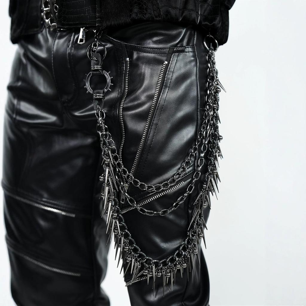 Multi-layer Metal Thorns Rivet Gothic Punk Belt Chain Man Woman Vintage Hip Hop Rock Pants Chain Bag Decoration Accessories