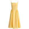 French Small Yellow Suspender Dress Women's Summer New Waist Temperament Long Dress Seaside Vacation Skirt
