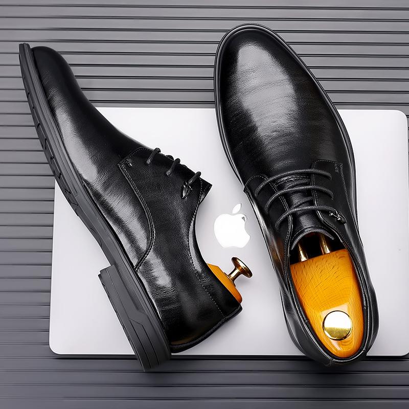 Versatile Mens Business Leather Shoes Fashion Lace-up Derby Shoes Comfortable Male Oxford Shoes Outdoor Sneakers Casual Footwear