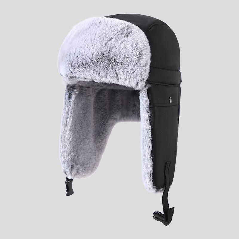 Cold Winter Casual Men Plush Lining Russian Ski Snowboarding Warm Hat with Earmuffs