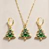 New Christmas jewelry set, lights, micro-inlaid Christmas tree earrings, cream sweet flash chain.