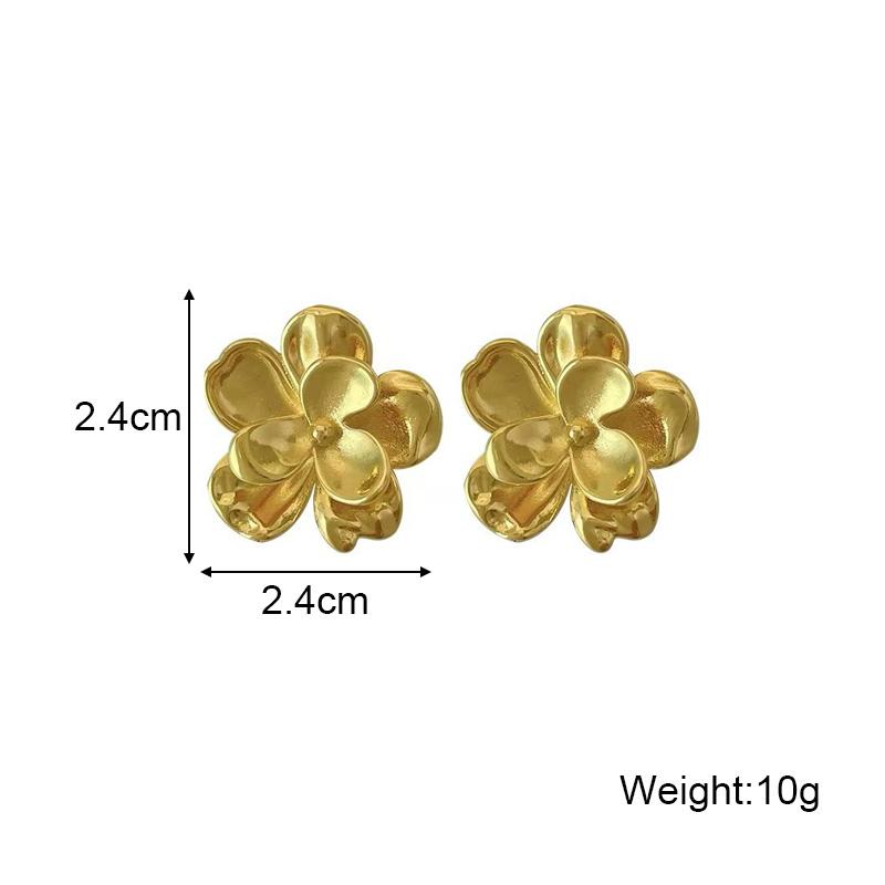 Gold Color Metal Flower Earrings for Women Multi-layers Petals Bohemian Blooming Flowers Earring Simple Design