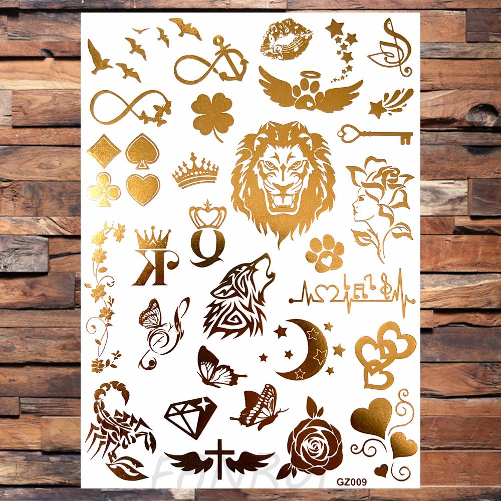 Tatuaggi Temporanei Realistici Elefante Luna Per Donne Adulti Farfalla Finta Pizzo Mandala Adesivo Tatuaggio Oro Impermeabile Tatuaggio Petto