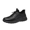 Red Dragonfly Men's Black Leather Waterproof Non-slip Lace-up Sports Shoes for Spring & Autumn - Comfortable and Stylish for Travel.