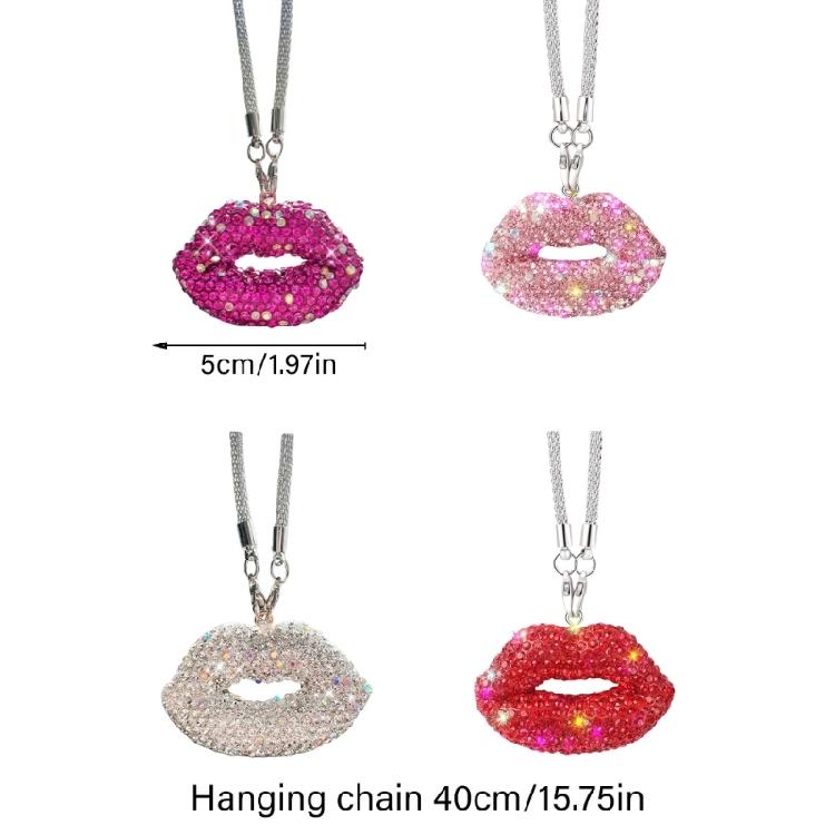 Vzrušující Lip Crystal Ozdoba na zpětné zrcátko auta Stylový závěsný přívěsek Módní auto Ozdoba Barevná pro ženy