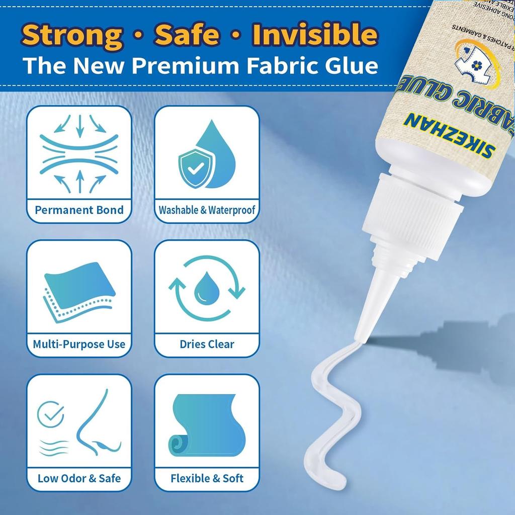 Washable Fabric Glue Liquid Stitch Permanent Textile Adhesive For Clothing Denim Leather Patch Repair Flexible Sew Kit