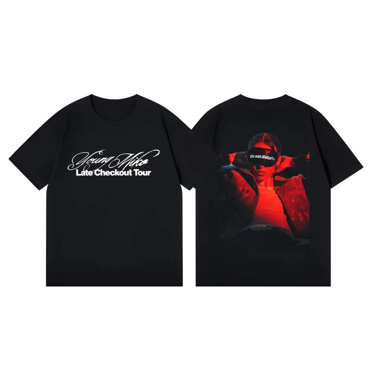 Summer Casual Loose Cotton T-shirt Rapper Young Miko Late Checkout Tour 2026 Graphic T Shirts Unisex Women Fashion Hip Hop T-shirts S