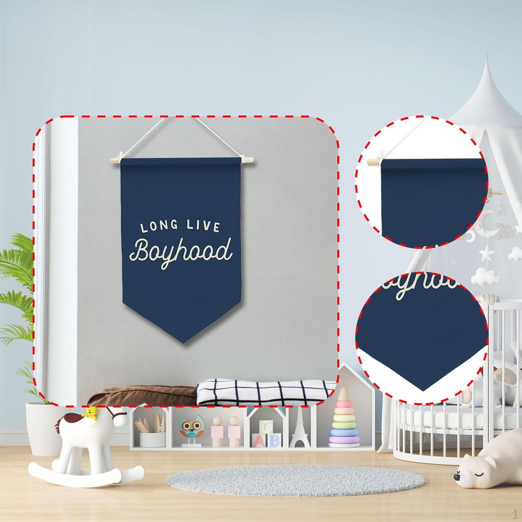 "Long Live Boyhood" Banner, Boy's Room Decor, Decorative Pennant, Nursery Wall