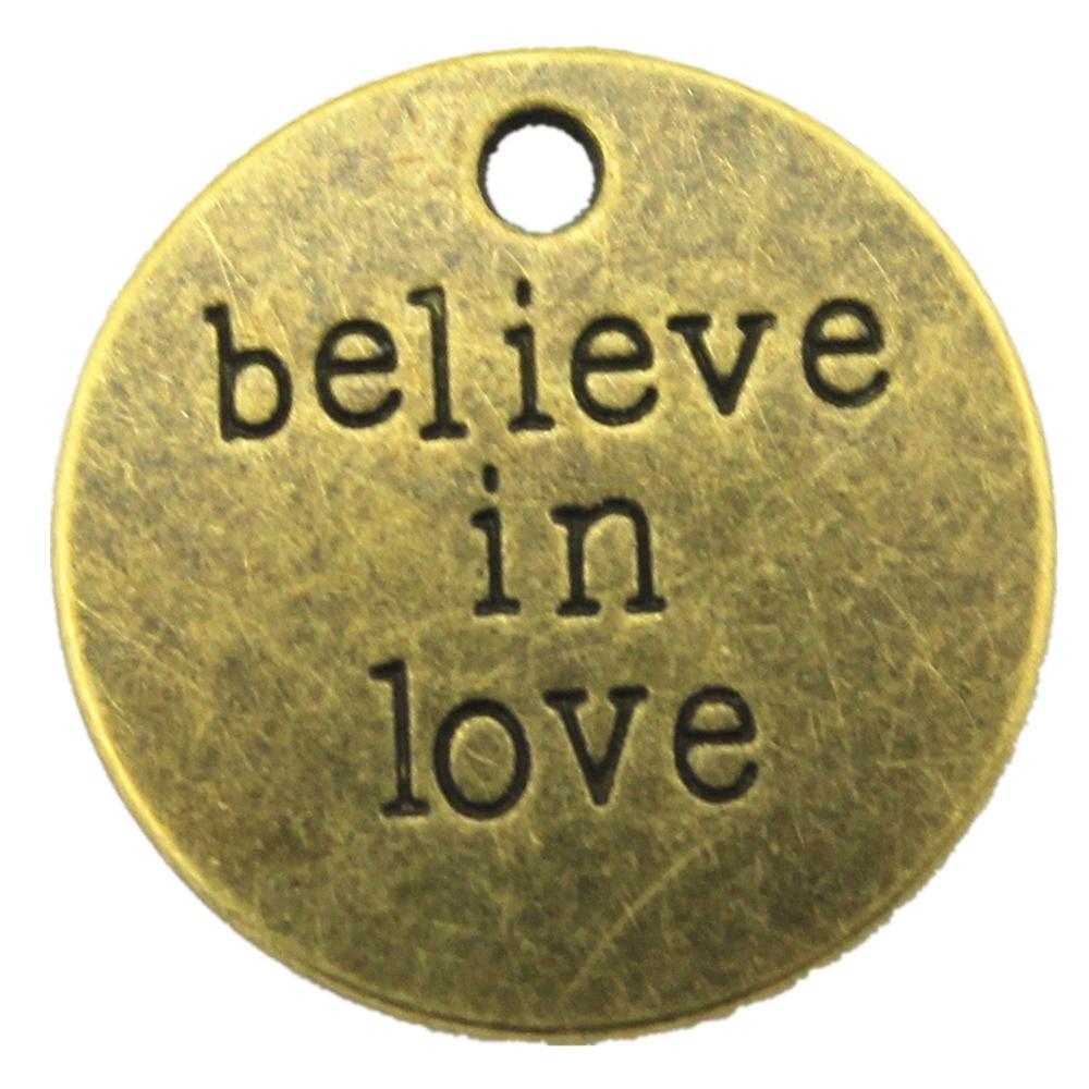 

10шт верить в любовь чары амулеты античная бронза цвет цинковый сплав 20 мм