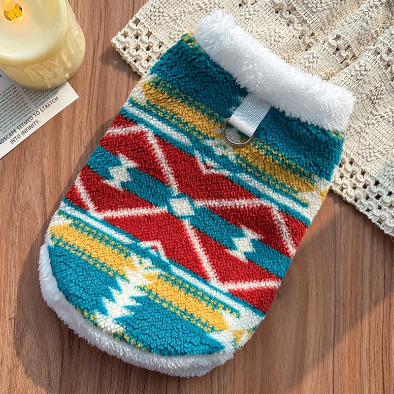 Winter und Herbst Katzen- und Hundetierbekleidung mit ethnischem Stil Totem Fleece-Mantel, Traditioneller Bären-Cartoon-Pelzmantel