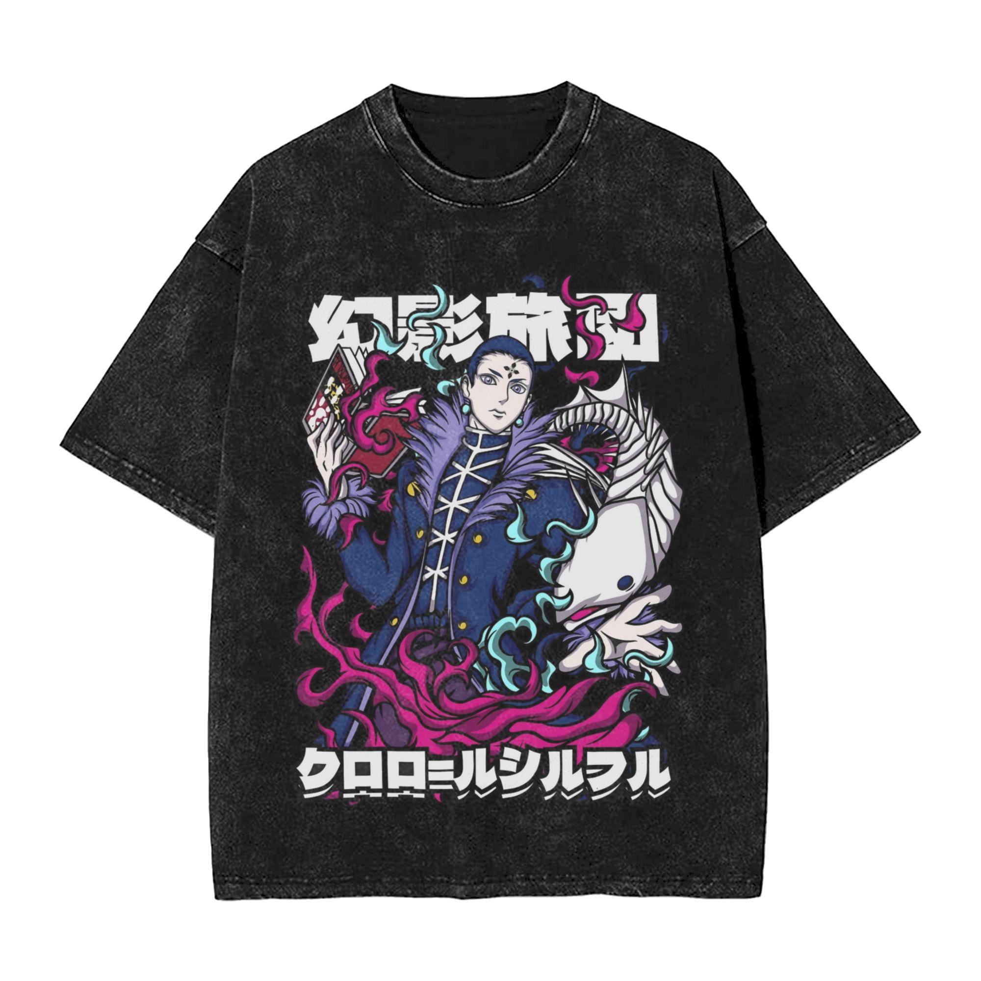

Washed T Shirts Phantom Troupe Chrollo Lucilfer Hunter X Hunter Hip Hop Vintage TShirts Street Streetwear Cotton Tee Shirt Unisex S