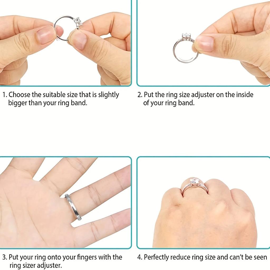 8pcs Pack Plastic Ring Size Adjuster Pads - Invisible Ring Sizer Reducer for Loose Rings-Comfortable &Secure